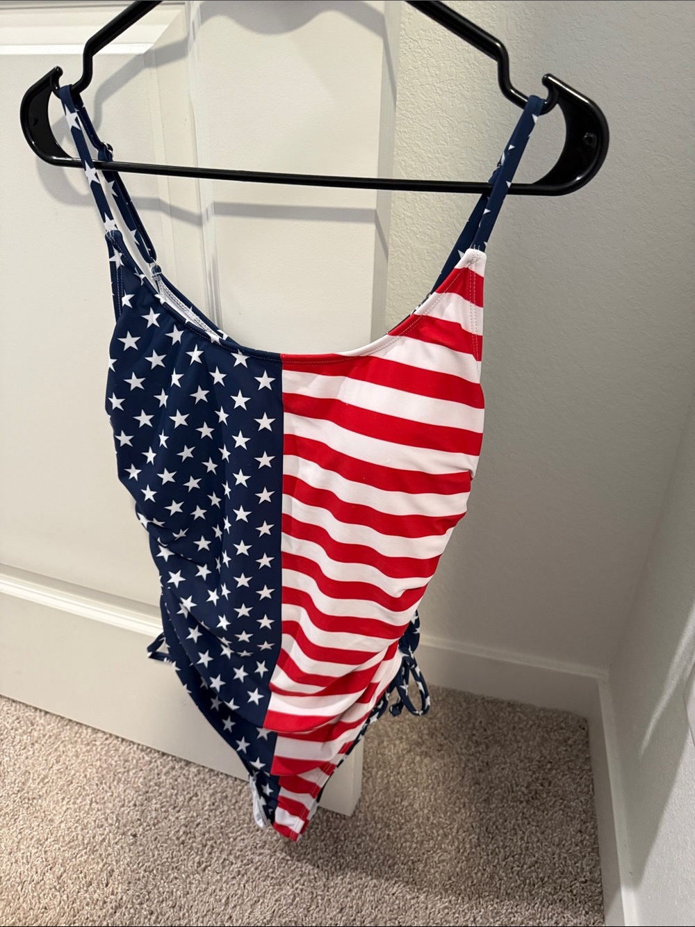Amazon Women's One-Piece Swimsuit - Red, White & Navy Stars